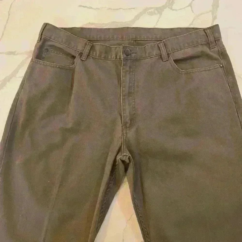 Kenneth Cole Mens Straight Leg Relaxed Fit Cotton Jeans Taupe Size 38W